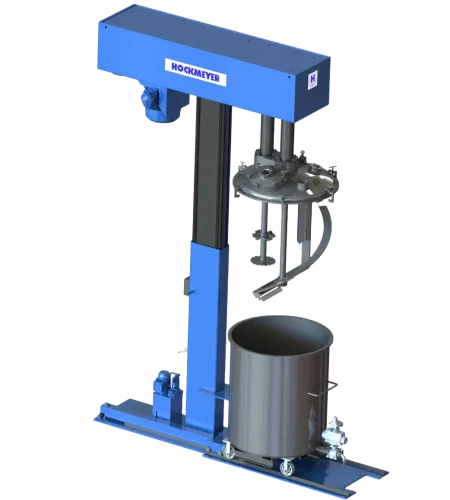 A SolidWorks rendering of the HHL-II Dual Shaft disperser and mixer from Hockmeyer Equipment Corporation