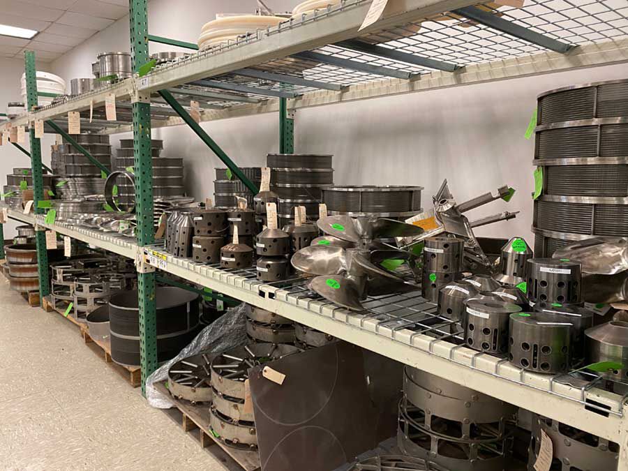 An image of some of how Hockmeyer stores parts at their Parts & Service office