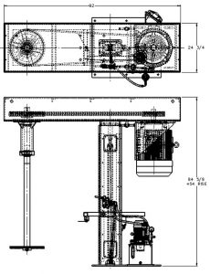 Schematic layout of a high-speed disperser with a hydrolic lift.