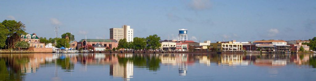 The city skyline of Elizabeth City, NC.